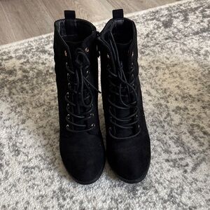 Black Lace-Up Ankle Boots